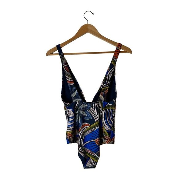 Zara Swimsuit Womens Small Blue Floral Print‎ Tropical One Piece Bathing Suit - Picture 4 of 11